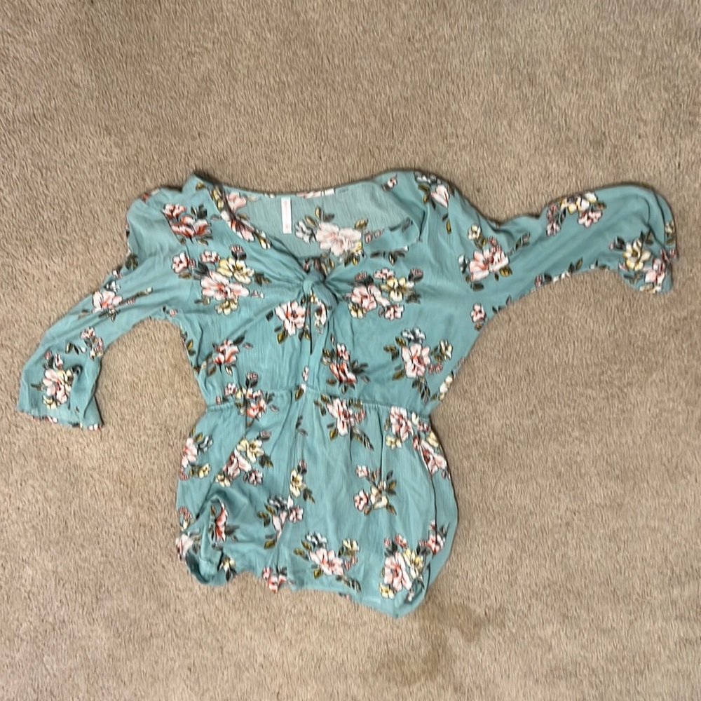 Green and pink romper, Size Medium